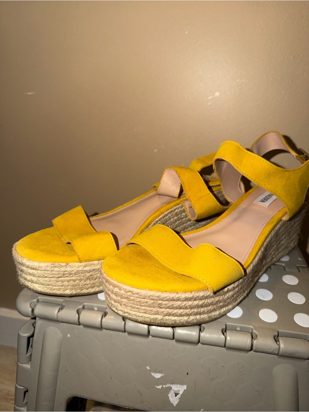 Steve Madden Yellow Espadrille Wedge Sandals